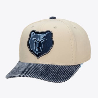 Men's Mitchell & Ness Cream/Blue Memphis Grizzlies Washed Corduroy Pro Crown Snapback Hat