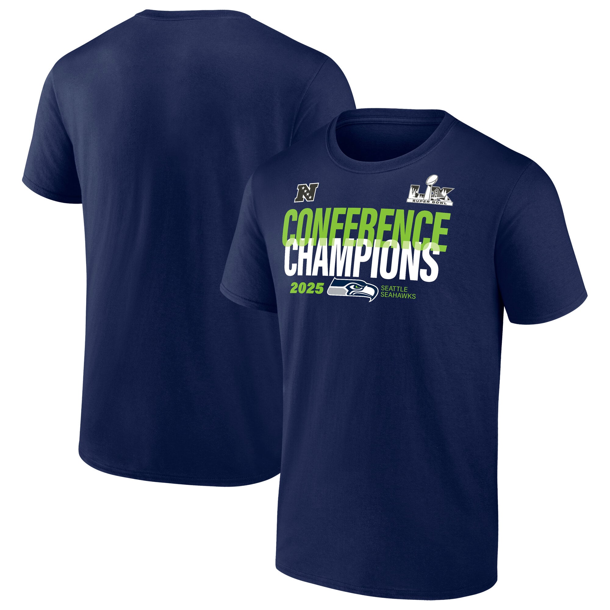Seattle Seahawks LX Right Side Draw Conference Champions T-Shirt – Mens