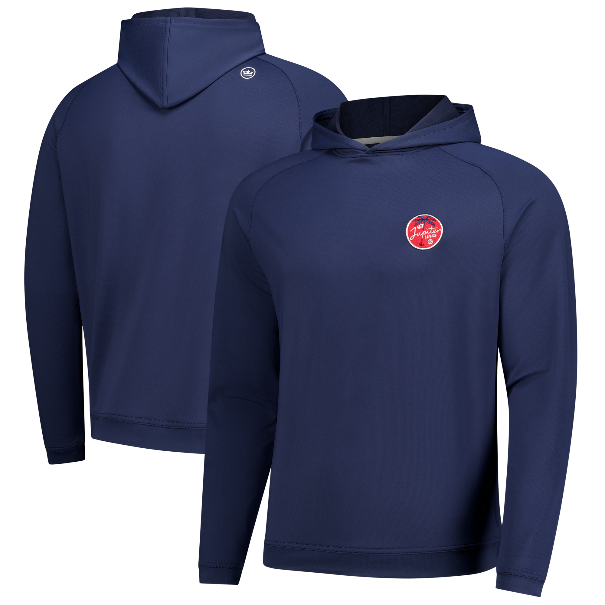 Men's Peter Millar Navy Jupiter Links Golf Club Pine Performance Raglan Hoodie