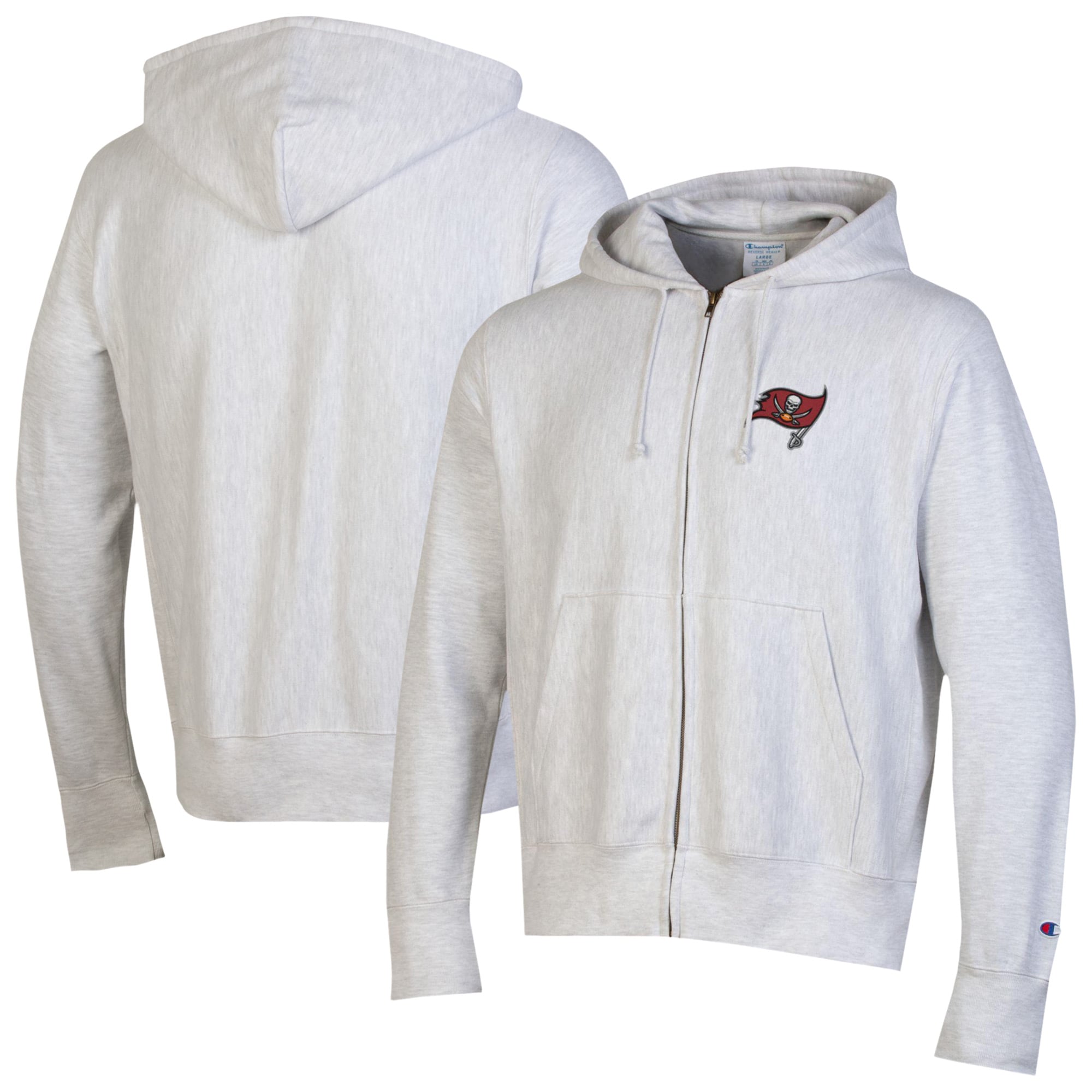 Men's Champion Gray Tampa Bay Buccaneers Reverse Weave Full-Zip Hoodie