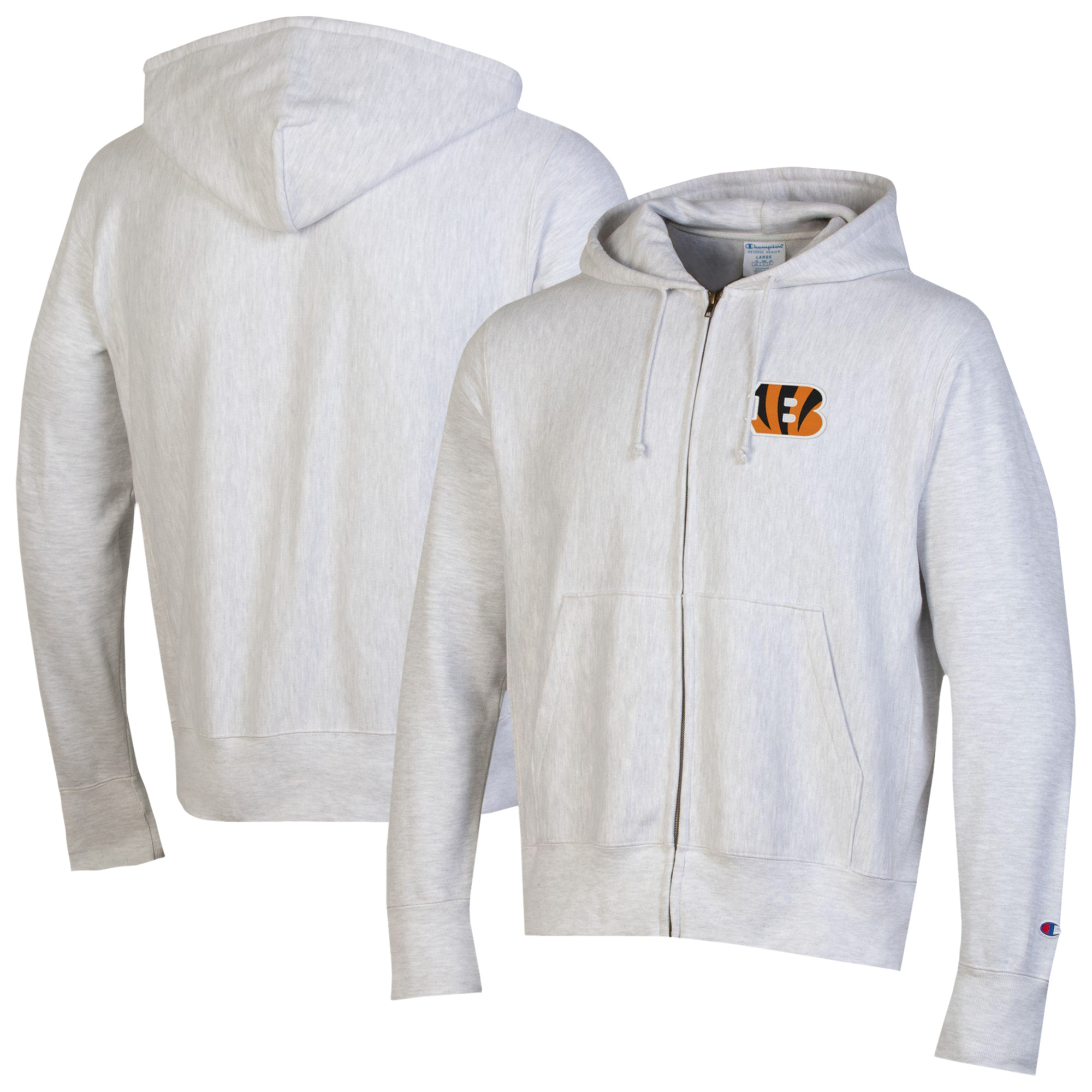 Men's Champion Gray Cincinnati Bengals Reverse Weave Full-Zip Hoodie