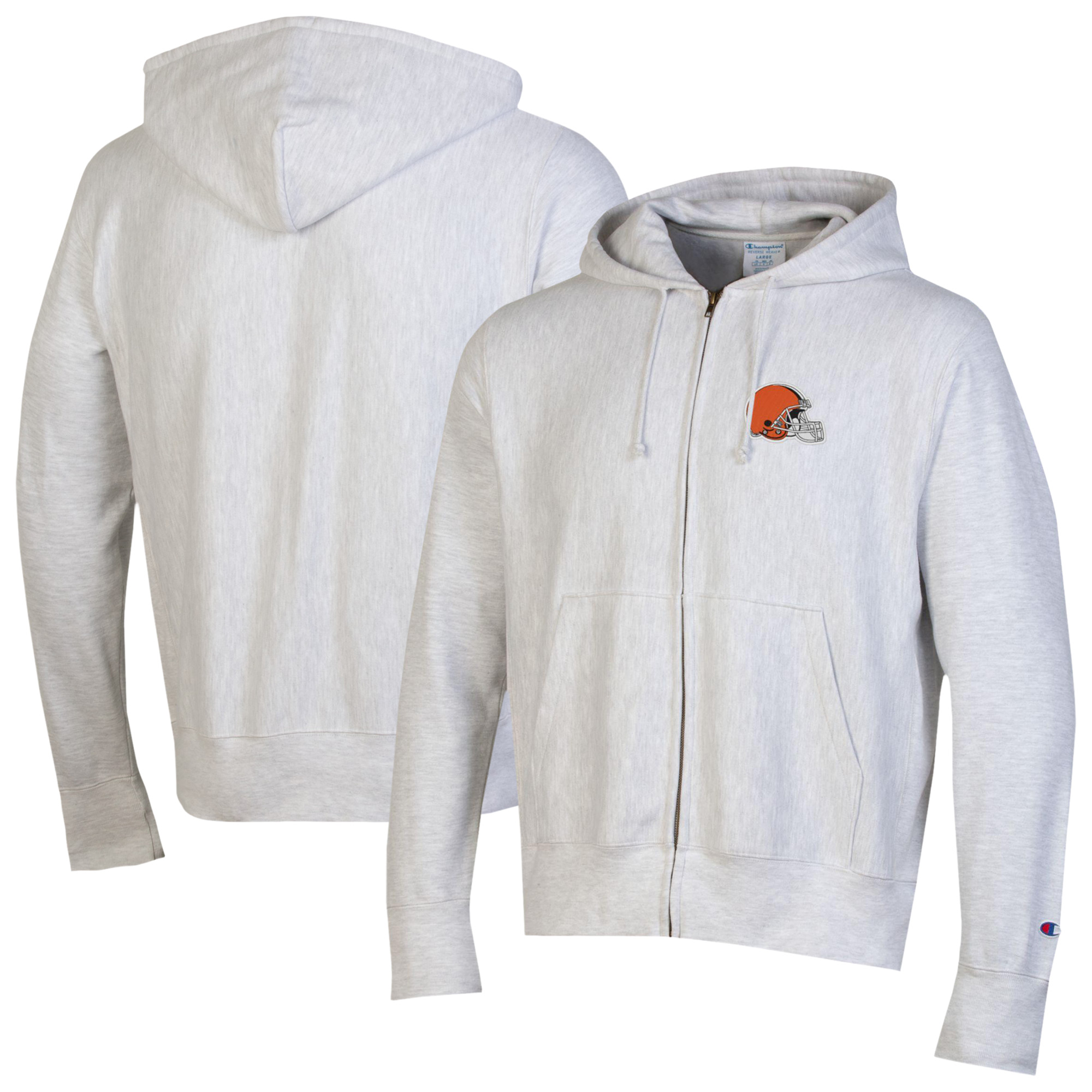 Men's Champion Gray Cleveland Browns Reverse Weave Full-Zip Hoodie