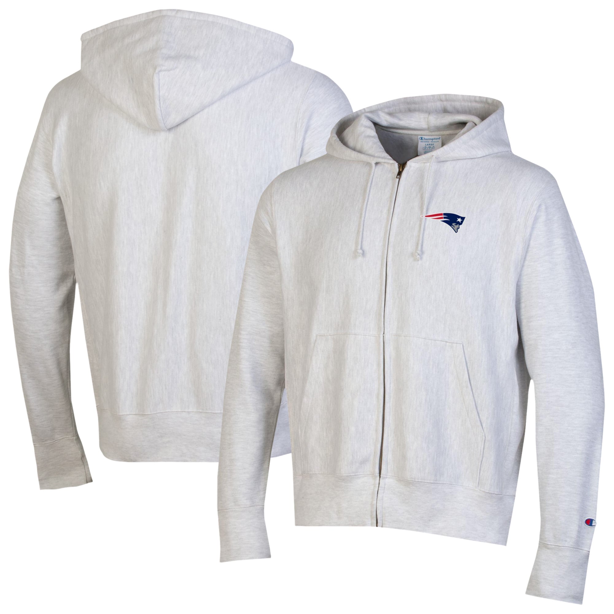 Men's Champion Gray New England Patriots Reverse Weave Full-Zip Hoodie