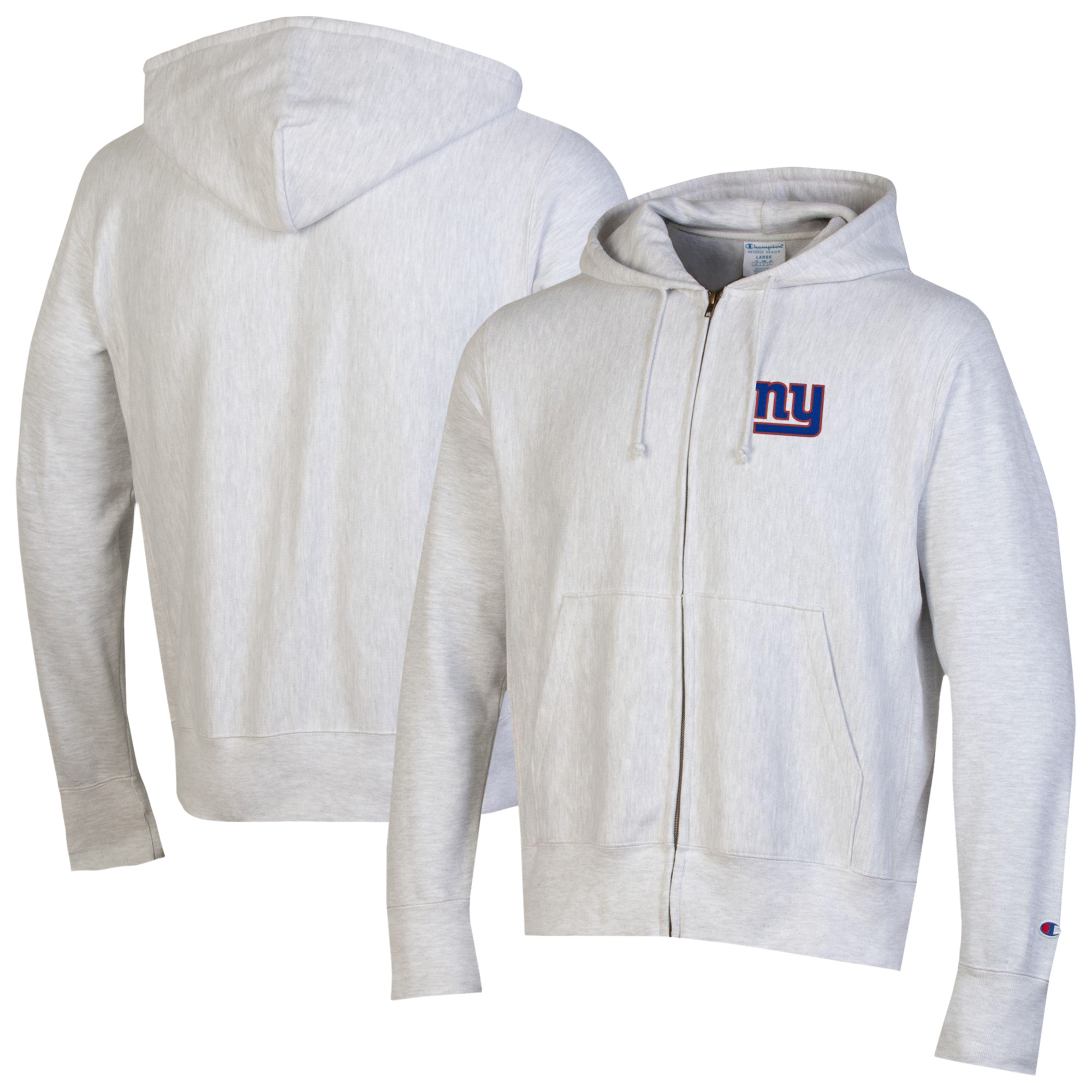 Men's Champion Gray New York Giants Reverse Weave Full-Zip Hoodie