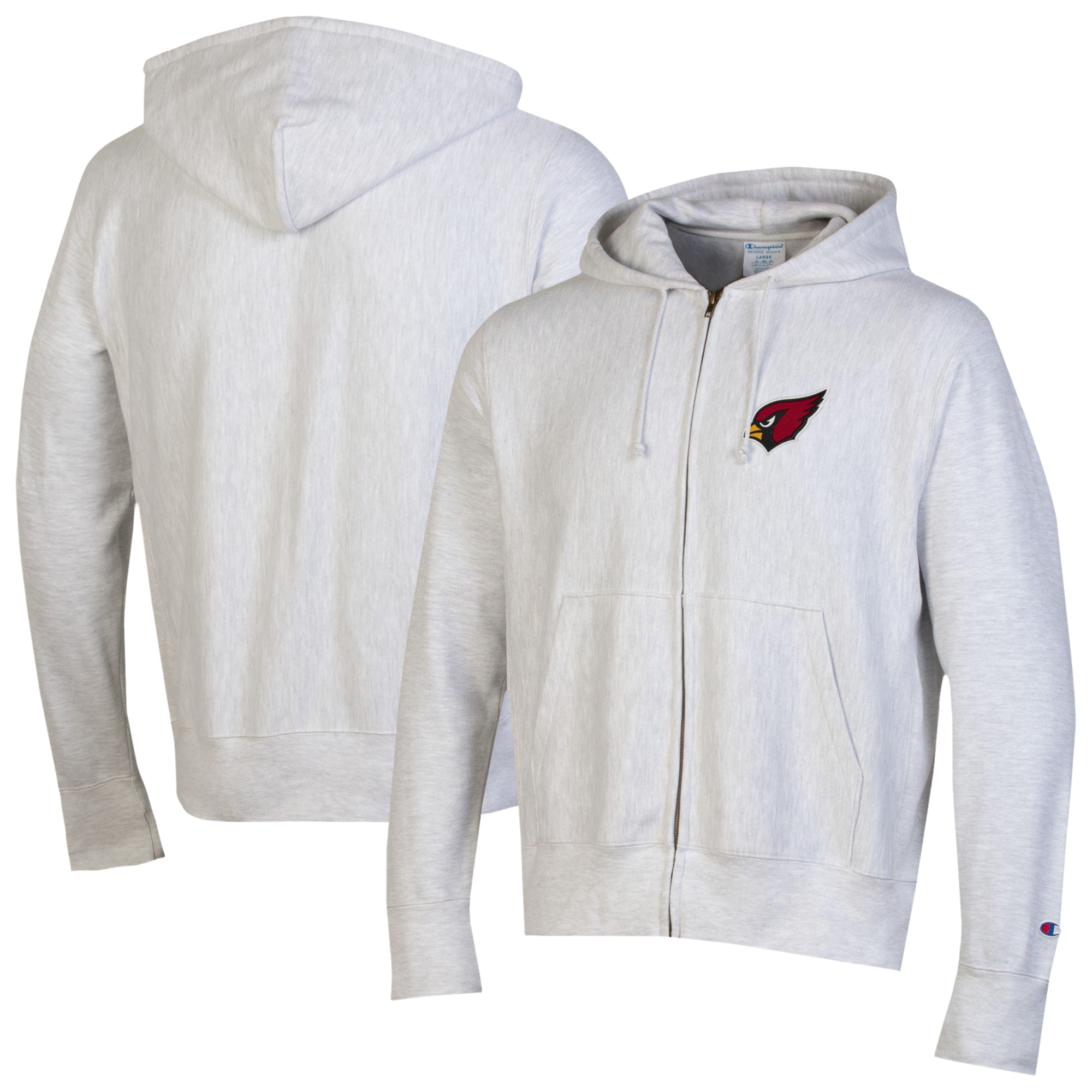 Men's Champion Gray Arizona Cardinals Reverse Weave Full-Zip Hoodie
