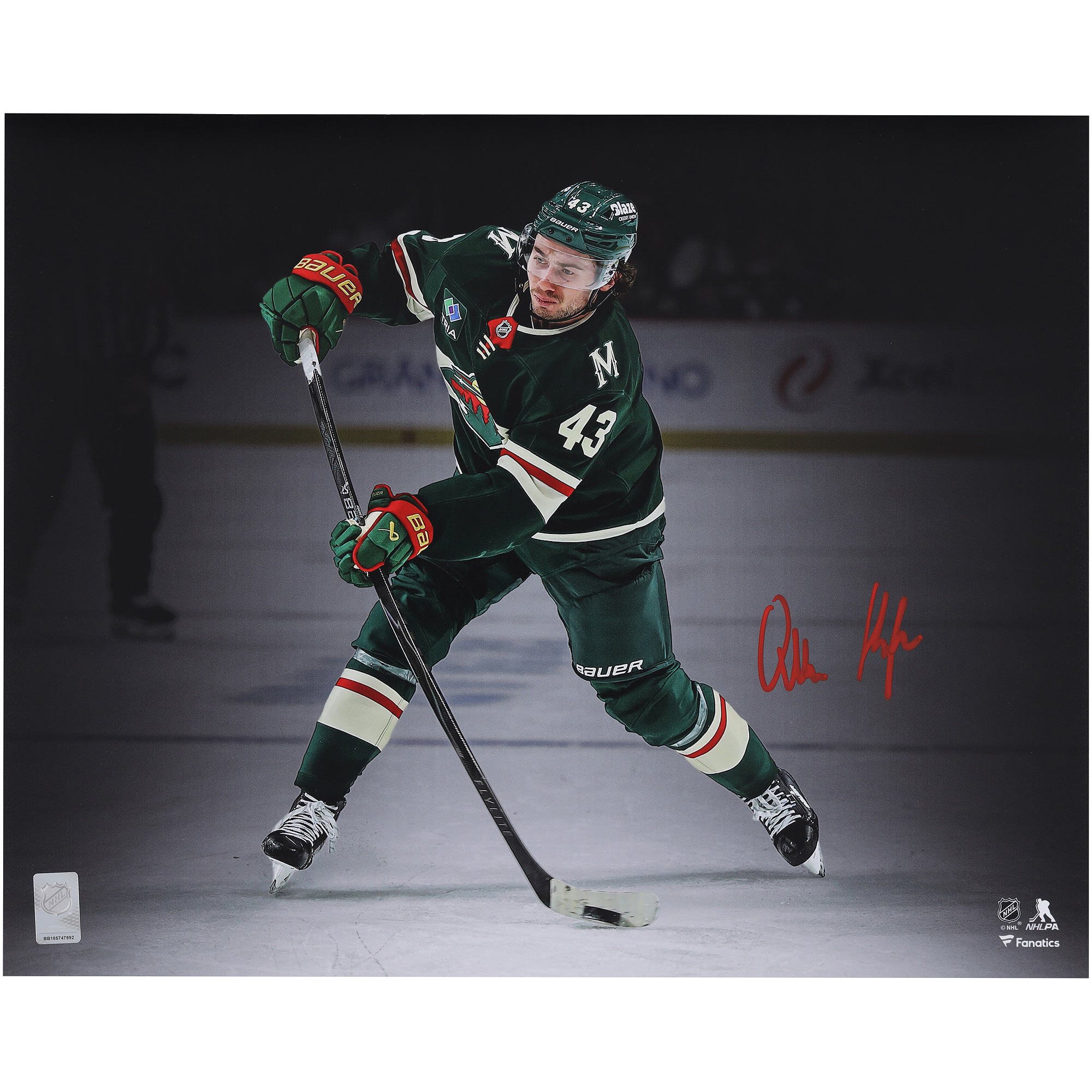 Quinn Hughes Minnesota Wild Autographed 16" x 20" Green Jersey Wild Debut Photograph