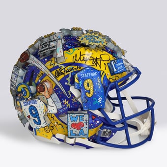 Matthew Stafford Los Angeles Rams Autographed Riddell Speed Authentic Helmet  - Art by Charles Fazzino - WN55916370