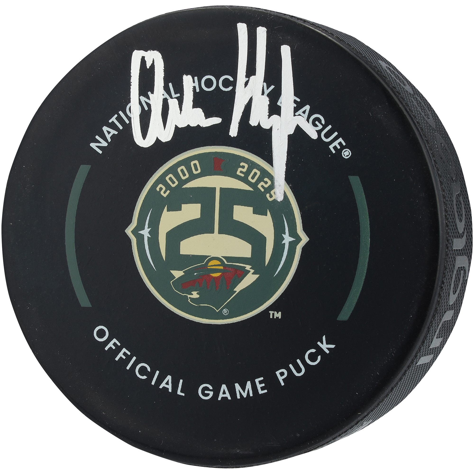 Quinn Hughes Minnesota Wild Autographed 25th Anniversary Official Game Puck