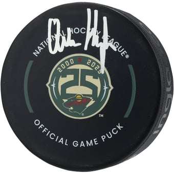 Quinn Hughes Minnesota Wild Autographed 25th Anniversary Official Game Puck