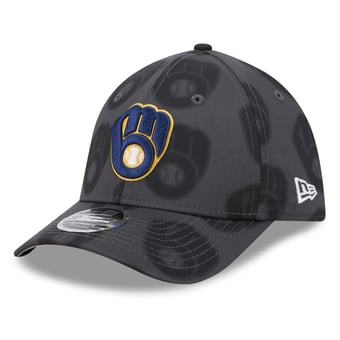 Men's New Era  Gray Milwaukee Brewers Halftone 39THIRTY Flex Hat
