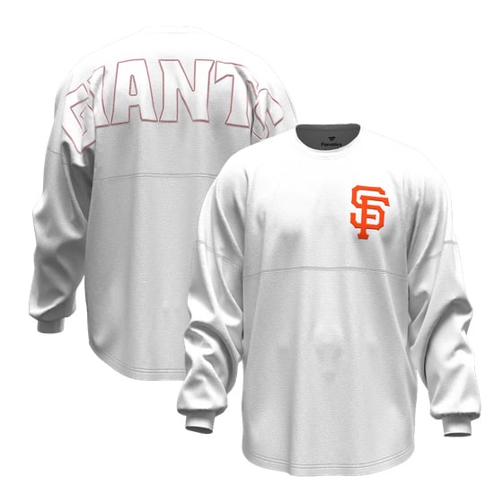 Women's Fanatics White San Francisco Giants Baseball Stitch Spirit Jersey Long Sleeve T-Shirt