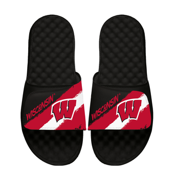 Unisex ISlide Wisconsin Badgers Paint Stripes Slide Sandals