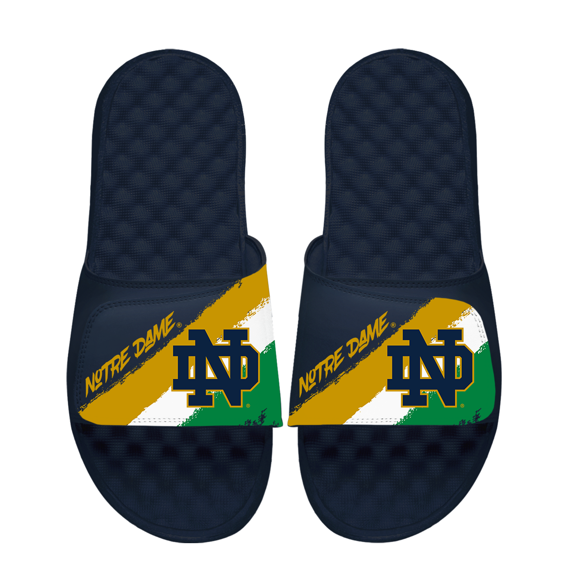 Unisex ISlide Notre Dame Fighting Irish Paint Stripes Slide Sandals