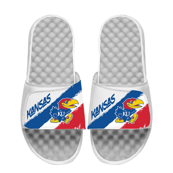 Unisex ISlide Kansas Jayhawks Paint Stripes Slide Sandals