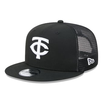 Men's New Era Black Minnesota Twins 9FIFTY Adjustable Trucker Hat