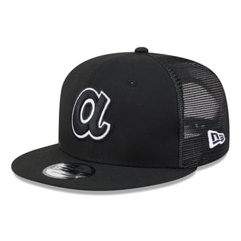 Men's New Era Black Atlanta Braves 9FIFTY Adjustable Trucker Hat