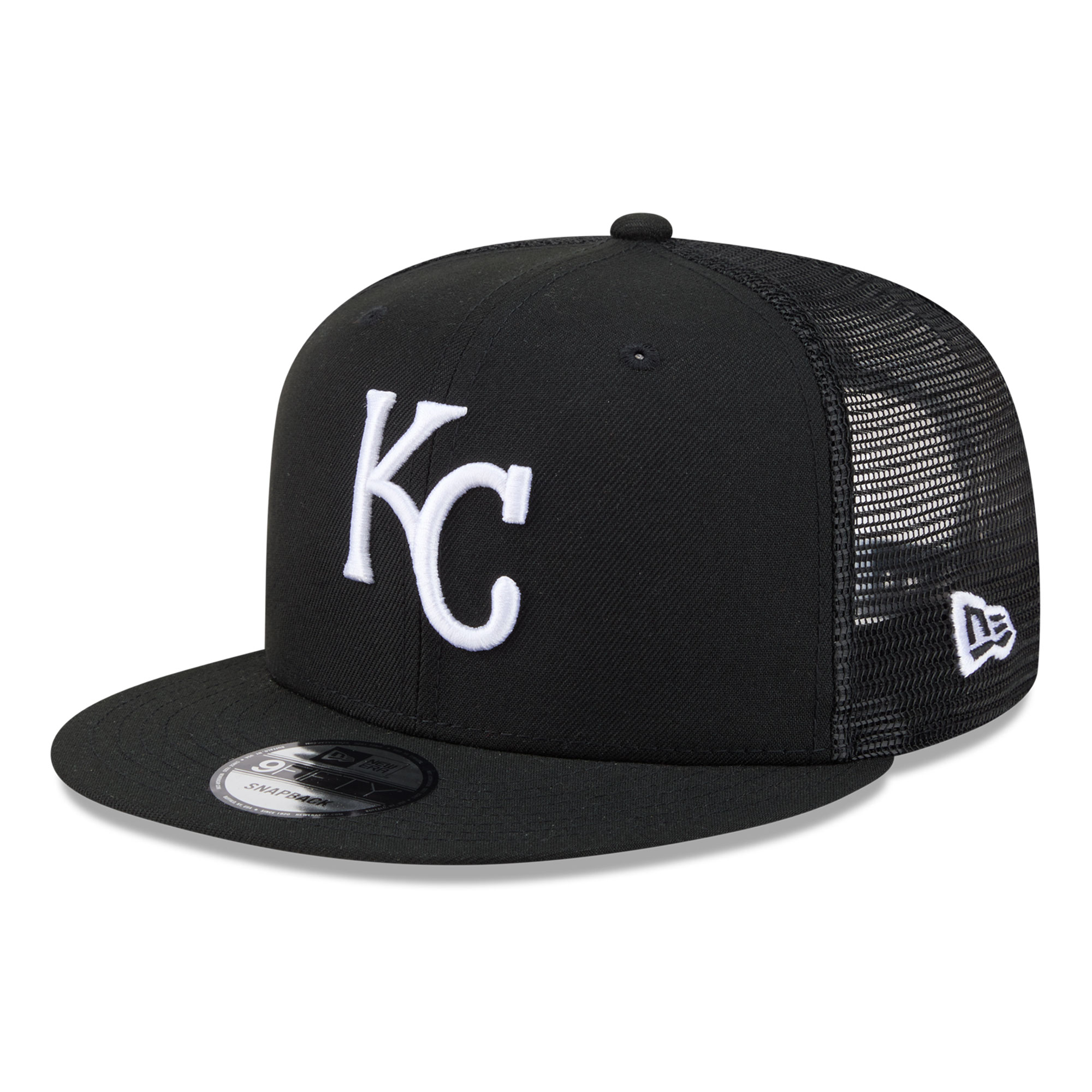 Men's New Era Black Kansas City Royals 9FIFTY Adjustable Trucker Hat