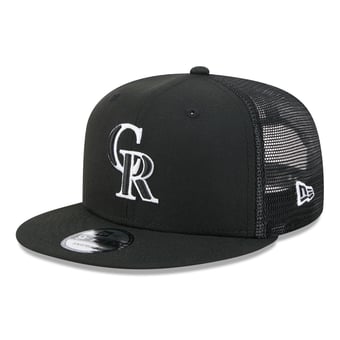 Men's New Era Black Colorado Rockies 9FIFTY Adjustable Trucker Hat
