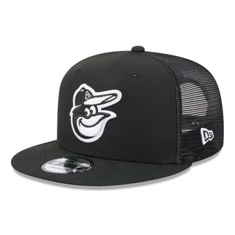 Men's New Era Black Baltimore Orioles 9FIFTY Adjustable Trucker Hat