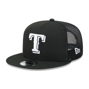 Men's New Era Black Texas Rangers 9FIFTY Adjustable Trucker Hat