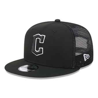 Men's New Era Black Cleveland Guardians 9FIFTY Adjustable Trucker Hat