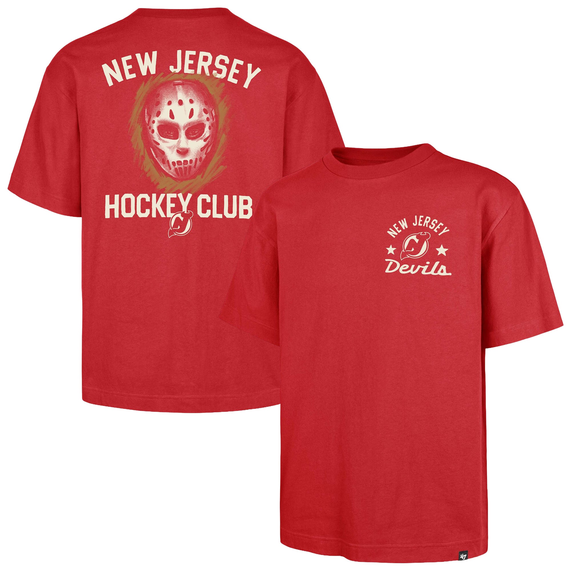 Men's '47  Red New Jersey Devils HPD Mask Foundation T-Shirt