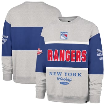 Men's '47  Gray New York Rangers Fall Maximilist Crew Sweatshirt