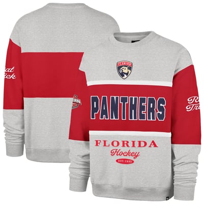 Men's '47  Gray Florida Panthers Fall Maximilist Crew Sweatshirt