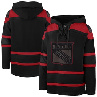 Men's '47 Black New York Rangers Fall Color Pop Lacer Hoodie