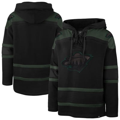 Men's '47 Black Minnesota Wild Fall Color Pop Lacer Hoodie