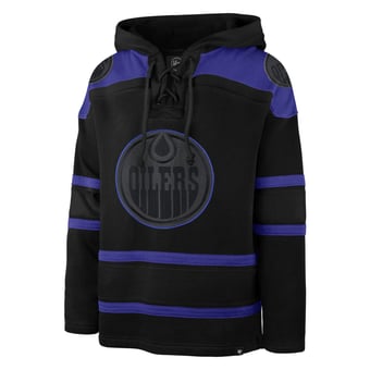 Men's '47 Black Edmonton Oilers Fall Color Pop Lacer Hoodie