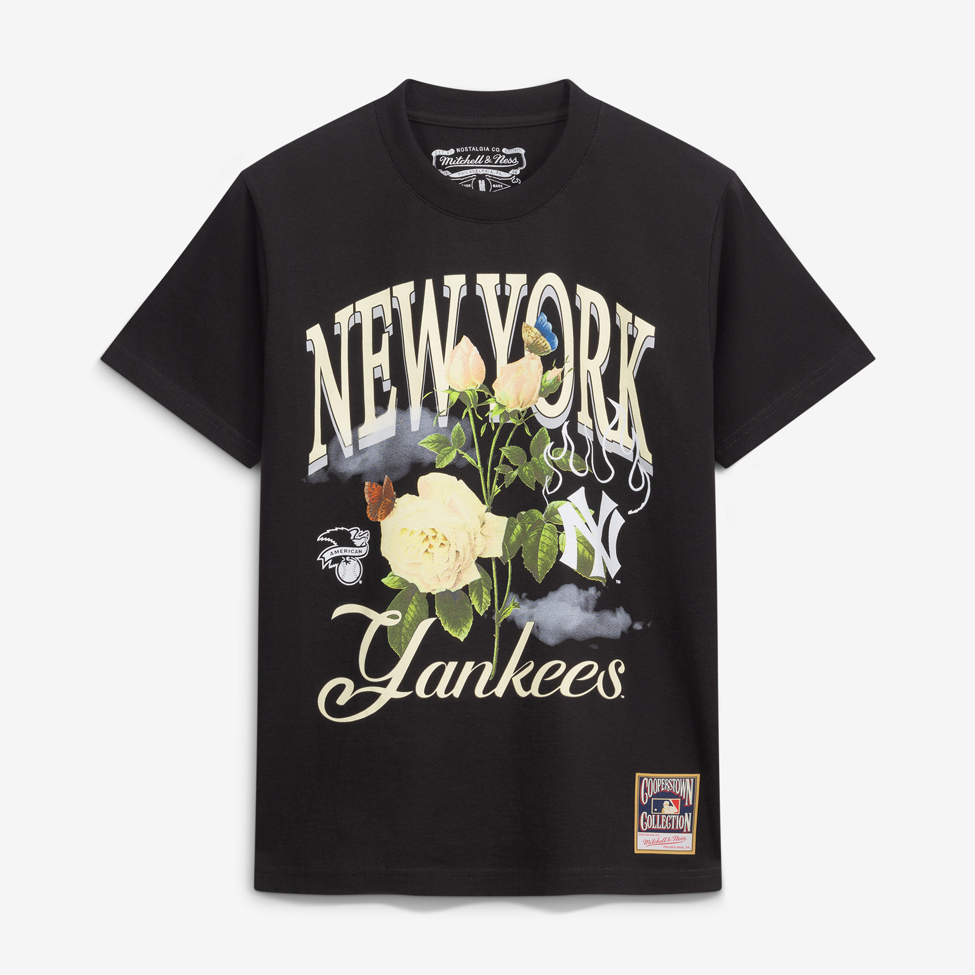 Men's Mitchell & Ness  Black New York Yankees Cooperstown Floral T-Shirt