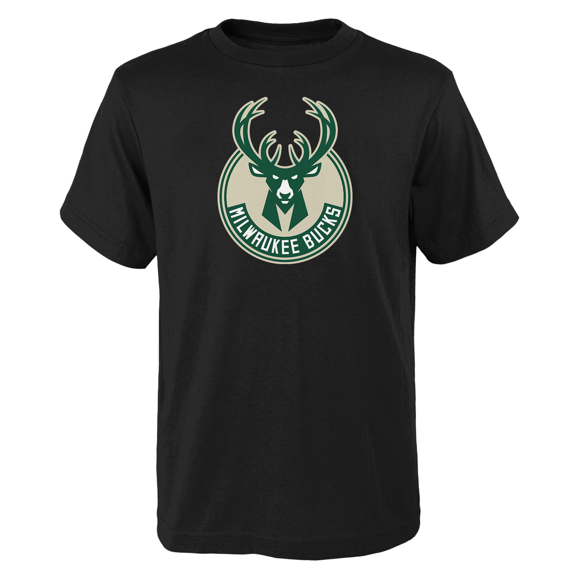 Outerstuff Big Boys' and Girls' Black Milwaukee Bucks Primary Logo T-Shirt - Black