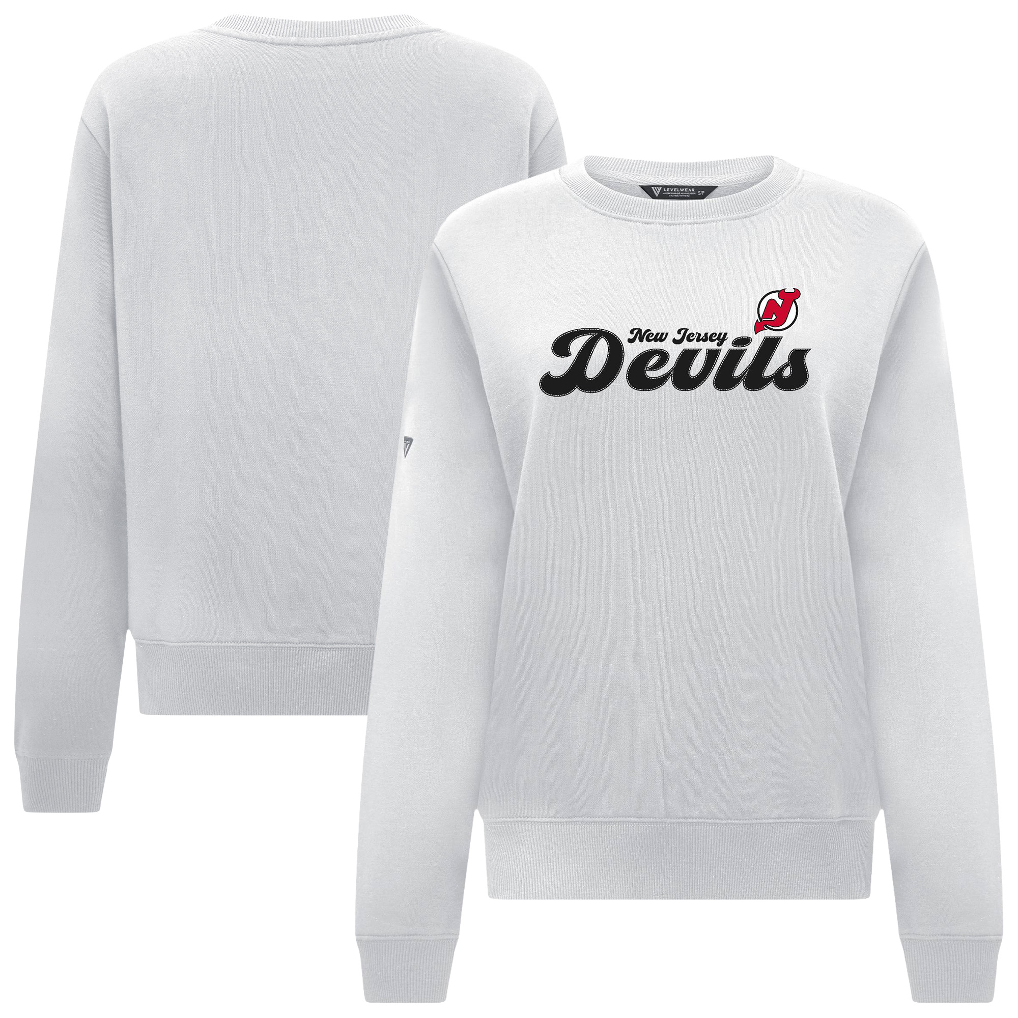 Women’s Levelwear White New Jersey Devils Yvette Big Script Tri-Blend Sweatshirt Women’s Levelwear White New Jersey Devils Yvette Big Script Tri-Blend Sweatshirt