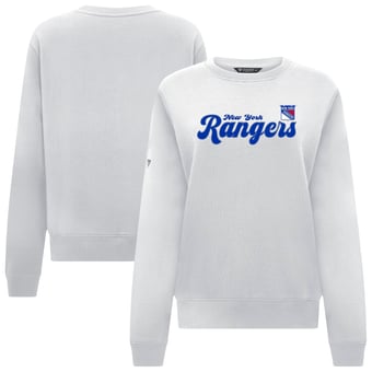 Women's Levelwear White New York Rangers Yvette Big Script Tri-Blend Sweatshirt