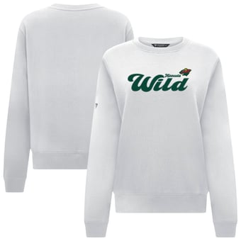 Women's Levelwear White Minnesota Wild Yvette Big Script Tri-Blend Sweatshirt