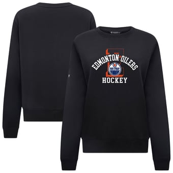 Women's Levelwear Black Edmonton Oilers Yvette Limelight Big Letter Sweatshirt