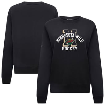 Women's Levelwear Black Minnesota Wild Yvette Limelight Big Letter Sweatshirt