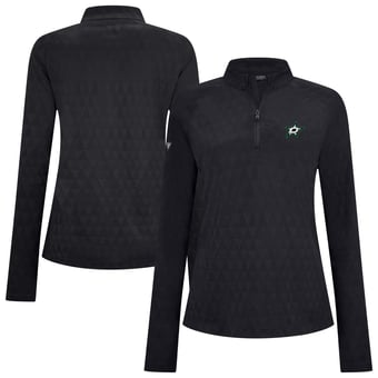 Women's Levelwear Black Dallas Stars Spike Raglan Quarter-Zip Top