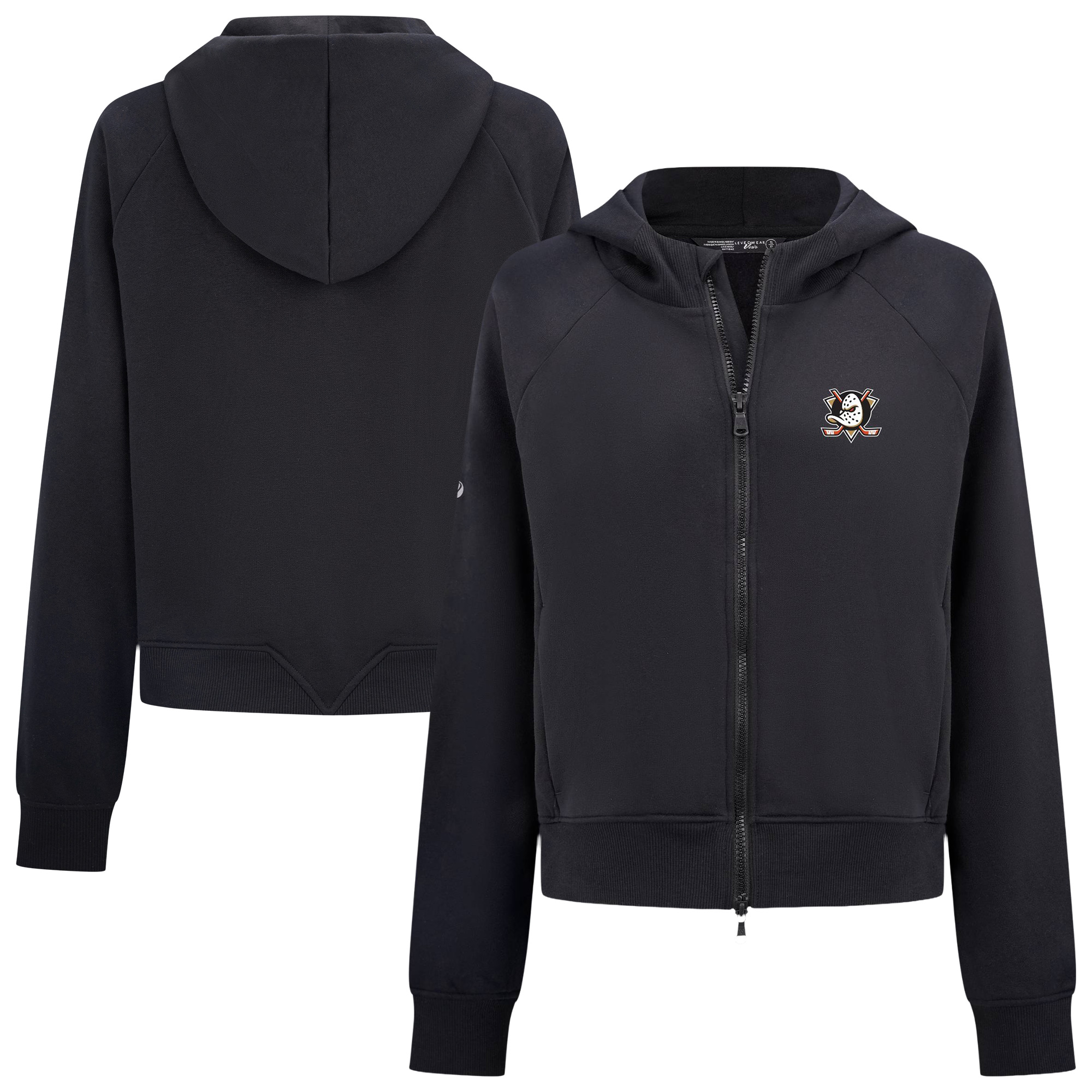 Women’s Levelwear Black Anaheim Ducks Judd Raglan Full-Zip Hoodie Women’s Levelwear Black Anaheim Ducks Judd Raglan Full-Zip Hoodie