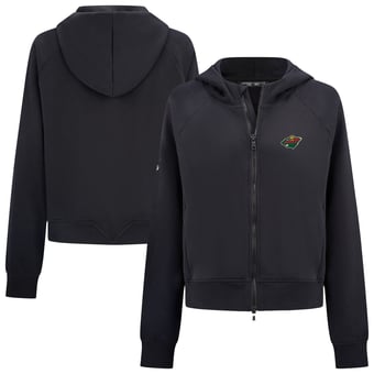 Women's Levelwear Black Minnesota Wild Judd Raglan Full-Zip Hoodie