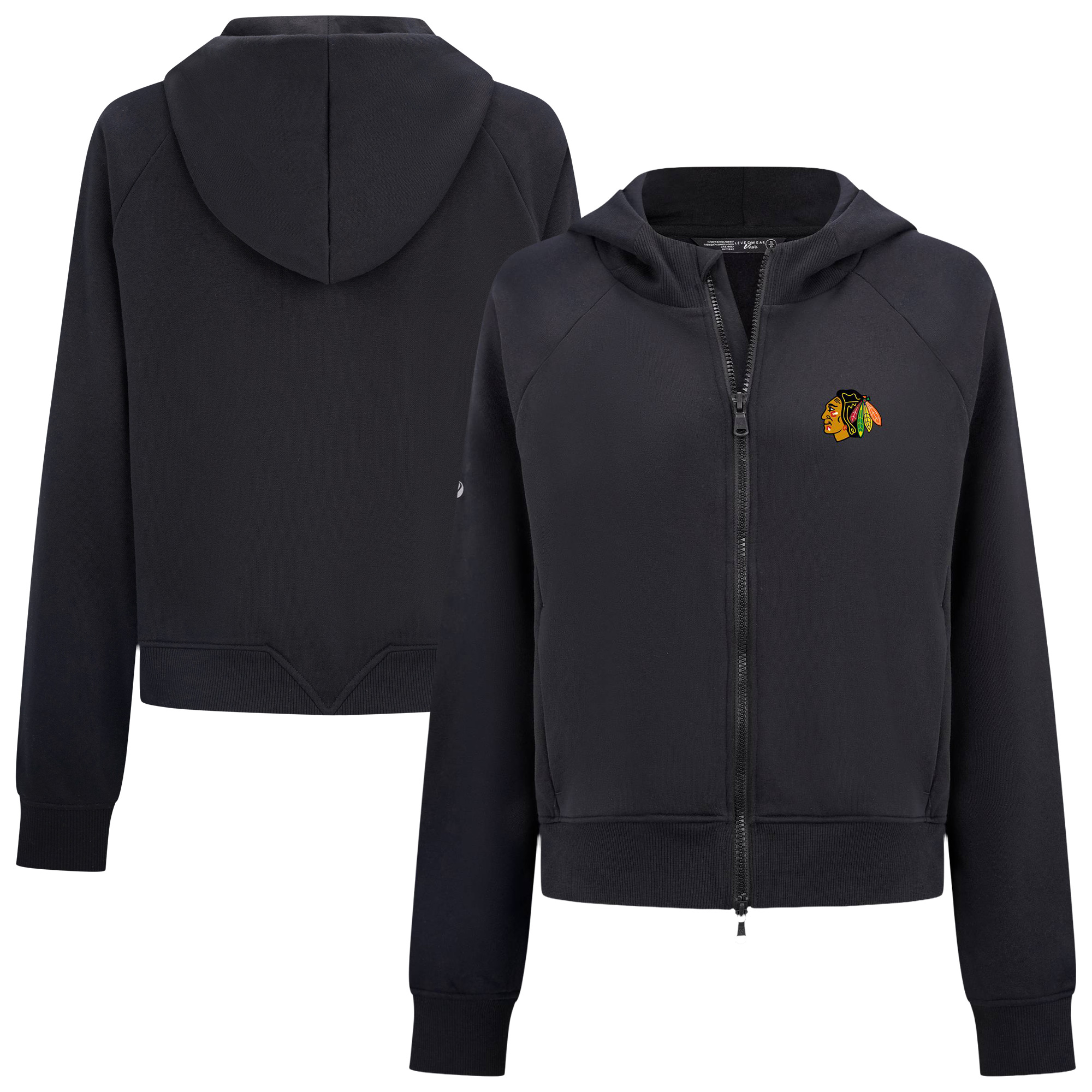 Women’s Levelwear Black Chicago Blackhawks Judd Raglan Full-Zip Hoodie