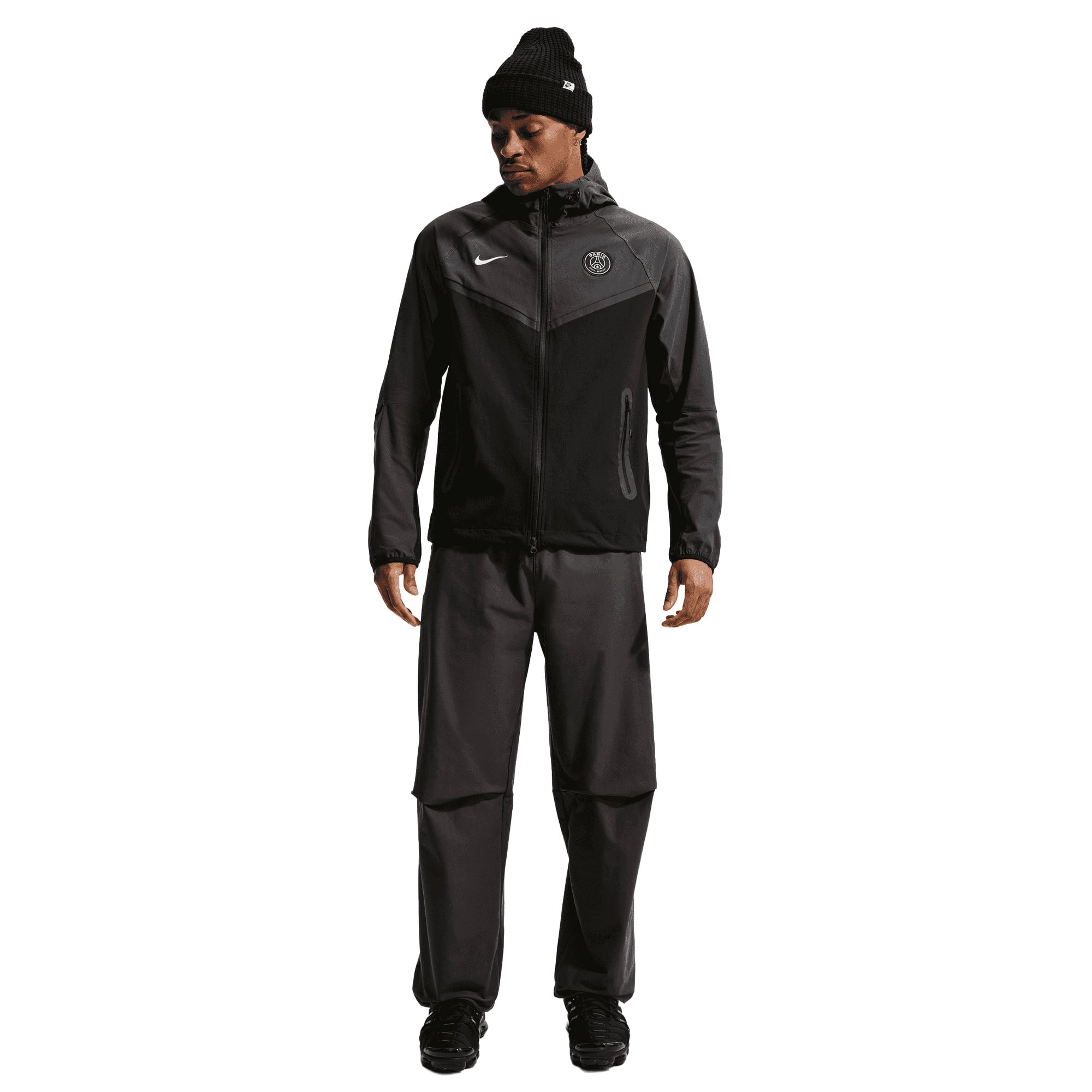 PSG Nike Tech Woven Windrunner Jacket - Black