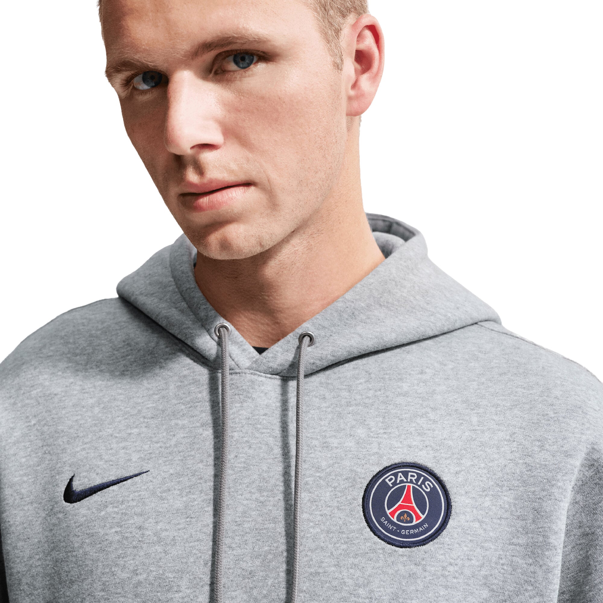 Nike Adult Paris Saint-Germain Grey Club Hoodie, Men's, Small, Gray