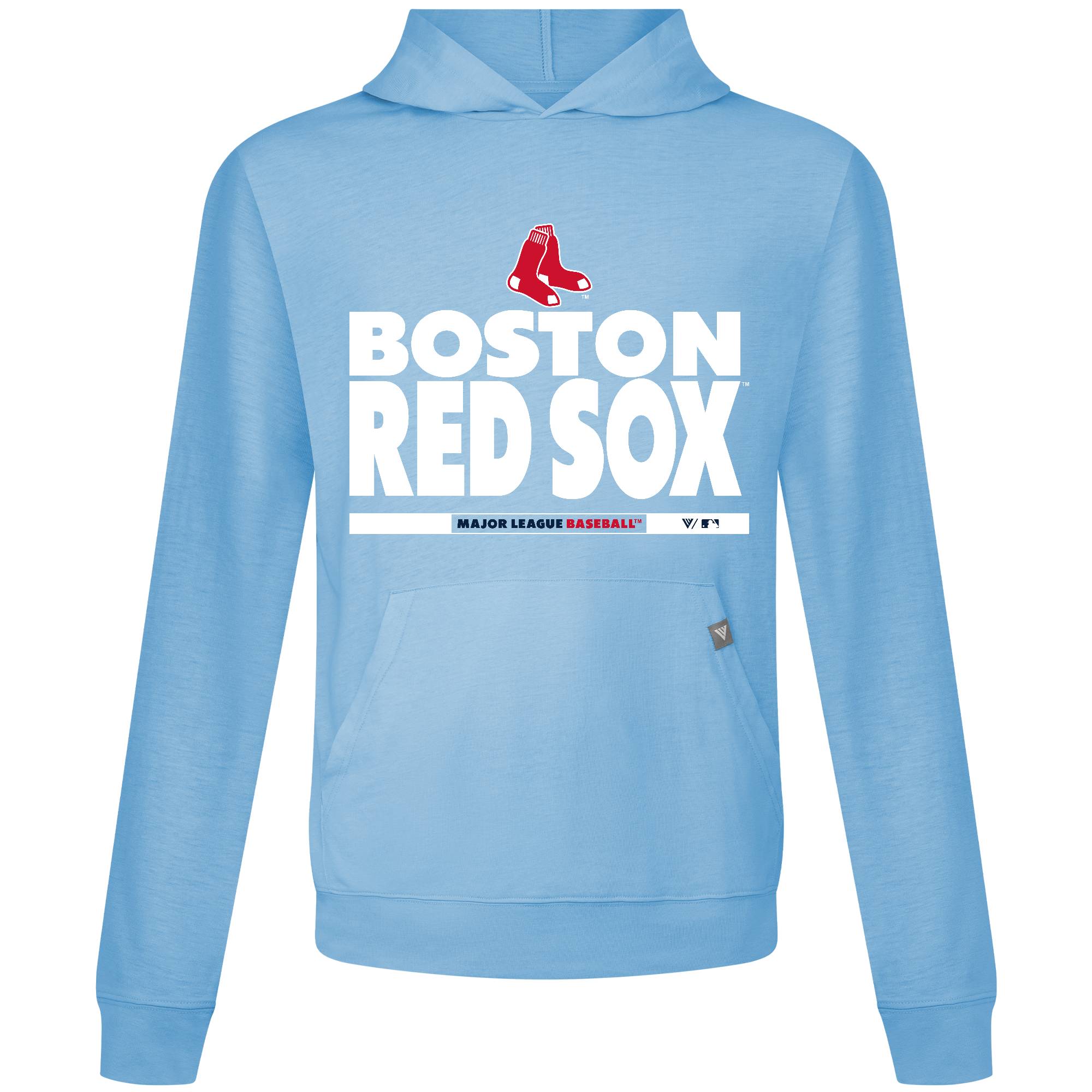 Men's Levelwear  Light Blue Boston Red Sox Relay Center Stage Long Sleeve Hooded T-Shirt