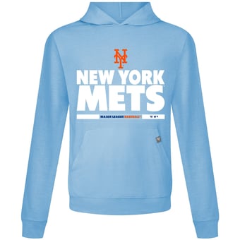 Men's Levelwear  Light Blue New York Mets Relay Center Stage Long Sleeve Hooded T-Shirt