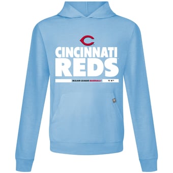 Men's Levelwear  Light Blue Cincinnati Reds Relay Center Stage Long Sleeve Hooded T-Shirt