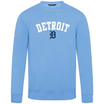 Men's Levelwear  Light Blue Detroit Tigers Zane Felt Arch Pullover Sweatshirt