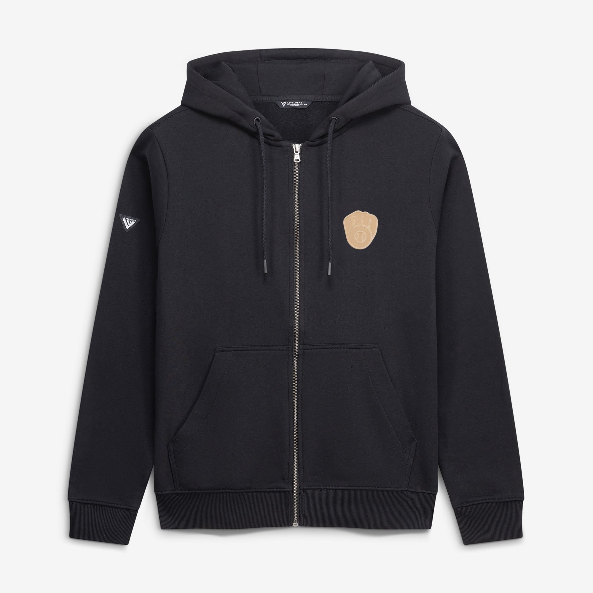 Men's Levelwear  Black Milwaukee Brewers Podium Full-Zip Hoodie