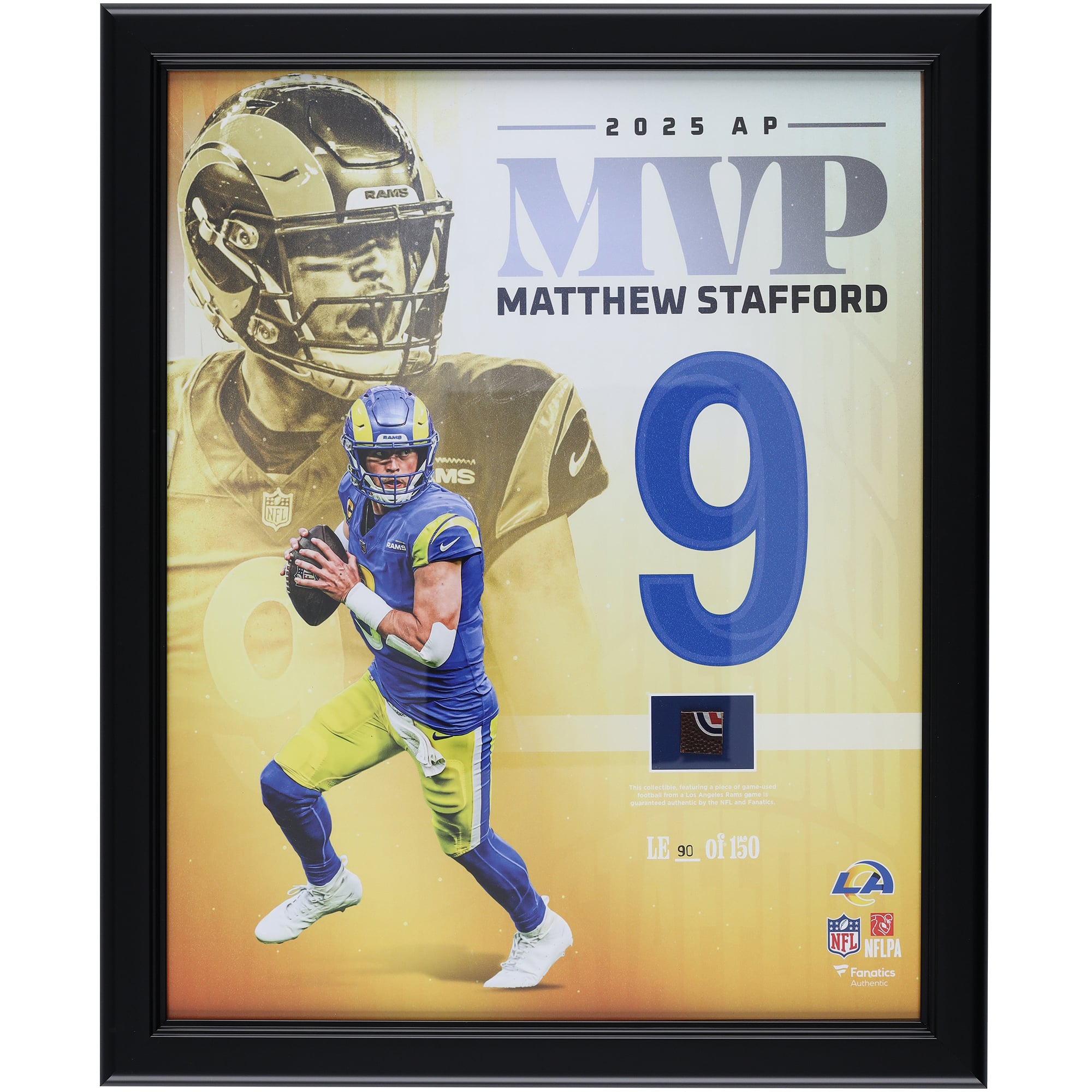 Matthew Stafford Los Angeles Rams Framed 16" x 20" 2025 NFL Most Valuable Player Collage with a Piece of Game-Used Football - Limited Edition of 150